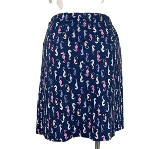 J. Jill Seahorse Print Knit A-Line Skirt Navy Blue Cotton Modal Womens Sz Large